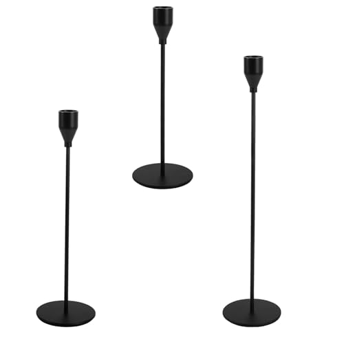 Reviews de Juegos de candelabros comprados en linea. 48 YINGDIHUT Candelabros para Velas Negros de Metal, Juego de Alturas Diferentes (23/28/33 cm), Portavelas Decorativos para Mesa, Ideal para Bodas, Navidad, Eventos y Decoración del...