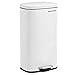 SONGMICS Poubelle de cuisine, Poubelle à pédale de 30L, seau interne en plastique, couvercle à charnière, fermeture souple, anti-odeur et hygiénique, Blanc LTB03WT