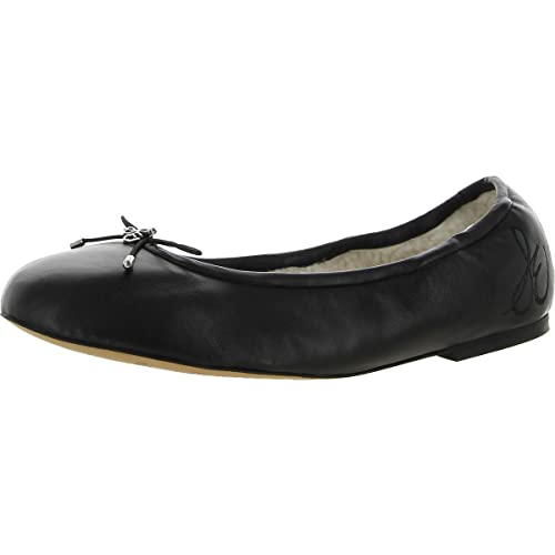 Image of Sam Edelman Womens Felicia 10 Leather Ballet Flats Black 9 Medium (B,M)