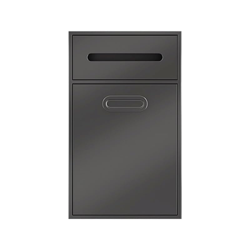 Douche en acier inoxydable avec double étagère et bac de rangement encastré noir 50x30 cm