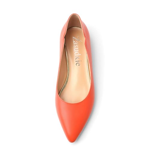 Women's Pointed Toe Ballet Flats Casual Low Heel Pumps V-Shaped Notches Slip On Comfort Dress Party Office Shoes for Women3