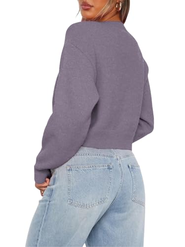 Image of Balimtoy Women's Cropped Cardigan Sweaters Long Sleeve Button Down Sweaters Knit Cardigan Cute Y2k Open Front Crop Top
