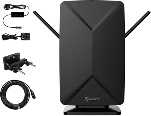 AT-406BV Flat Panel Mini Big Boy Indoor/Outdoor Smartpass Amplified HDTV Antenna with High Gain and Built-in 4G LTE Filter