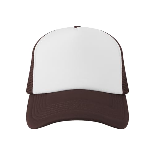 Image of TopTie Blank 5 Panel Trucker Hat Foam Front Mesh Back 2 Tone Trucker Snapback Hat