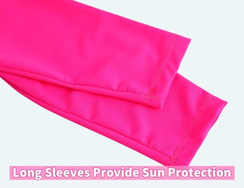Image of Snowheart Girls Long Sleeves Swimsuit Size 3t 4t 2 Pieces Rose Red Tankini Bathing Suit Rash Guard Sets