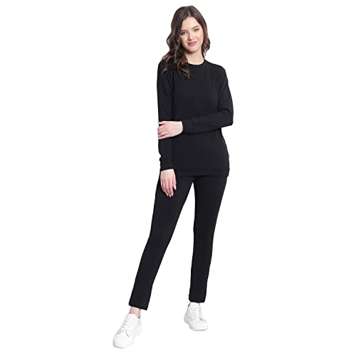 Image of RABBY Womens Poly Cotton Regular Fit Solid Track Suit with Round Neck and Full Sleeves Ideal for Yoga Workout Running and Daily Sportswear for Girls and Women
