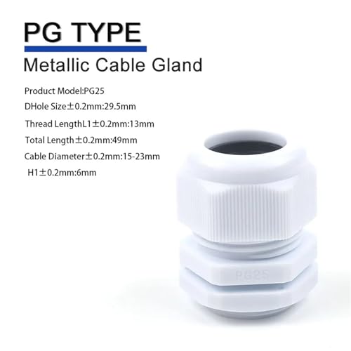 Prensaestopas de nailon PG25 blanco para fijación segura de cables 2