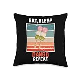 Retro Eat, Sleep Dango Repeat Vintage Dango Food Lover Throw Pillow