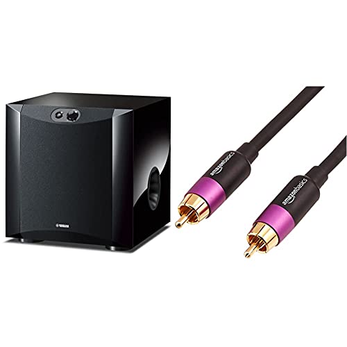 Yamaha NS-SW200 Subwoofer 1.0 Piano Black & Amazon Basics Câble pour subwoofer - 2,5 m