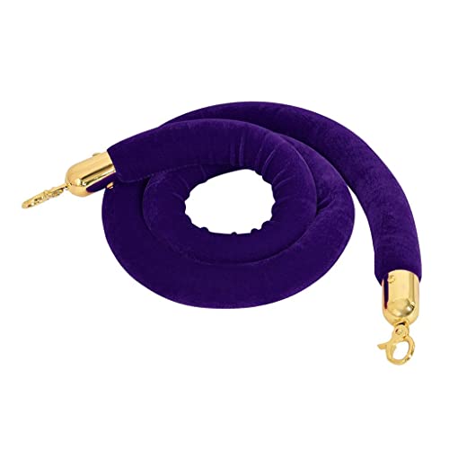 Corde de queue en velours violet 2m avec crochets argentés élégants