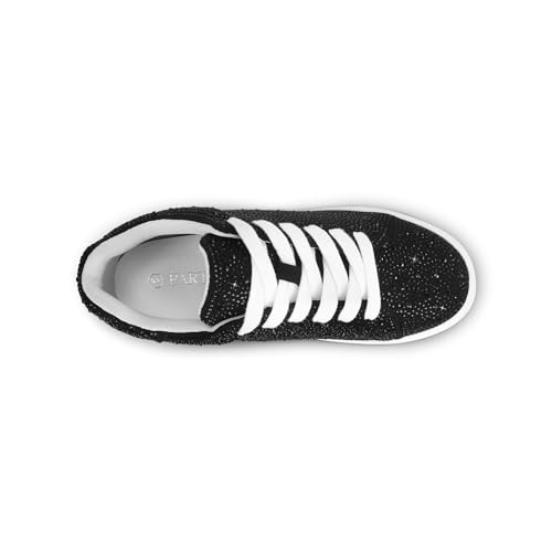 Image of PARTY Women's Rhinestone Platform Lace Up Low Top Glitter Sneakers