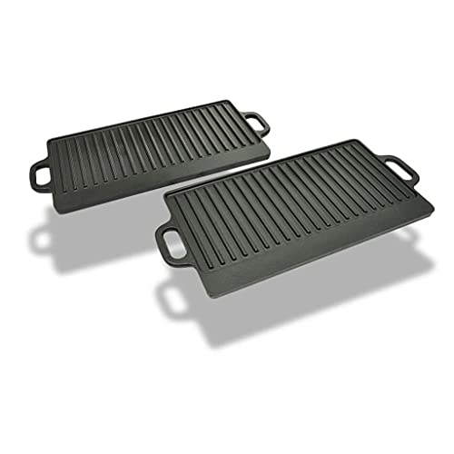Vidaxl Set De 2 Bbq/Pizza Plato De Parrilla De Hierro Fundido Reversible