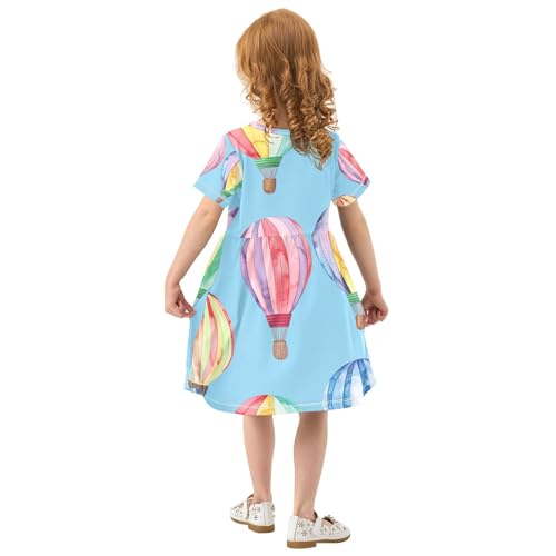 Rainbow Hot Air Balloons Toddler Dresses for Girls 2t Summer Outfits Spring Beach Dress Children3