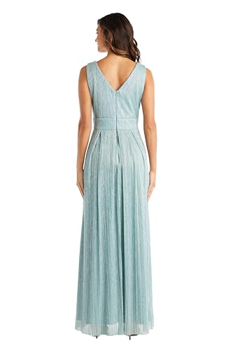 Image of R&M Richards Women's Sleeveless Maxi Dress - V-Neck Pleated Long Formal Gown W /Rhinestone Trim - Party & Cocktail Attire