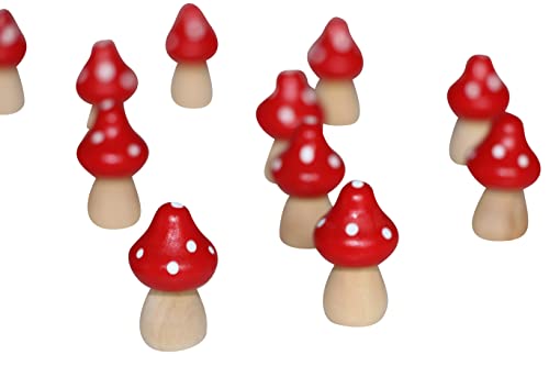 12 funghi mosca 2,2 cm funghi in legno di funghi volanti, portafortuna, decorazione per l'autunno, decorazione natalizia, funghi in legno, funghi sparsi funghi mosca