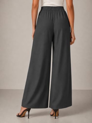 Image of GRECIILOOKS Linen Ankle Length Casual Trousers for Women | Regular Fit Linen Pants with Elastic Closure | Summer Loose Fit Daily Outfit Pants for Women