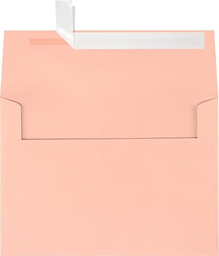 LUXPaper Sobres de invitación A7 | Pelar y prensar | 5 1/4 pulgadas x 7 1/4 pulgadas | Rosa rubor | Texto de 80 libras | 50 unidades