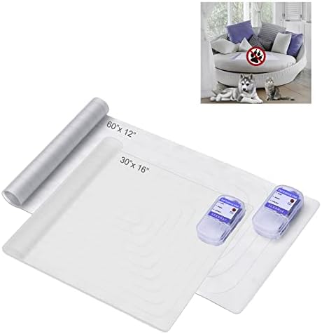 Pet Shock Mat for dogs and cats, Scat Shock Pad for Pets Training Indoor, Electric Repellent Mat Keeps Pets off Couch, Sofa, Countertop & Bed, 3 Moades, 2 Pieces Different Size (60"x12" + 30"x16")