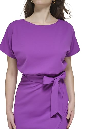 Image of Kensie Womens Short Sleeve Tie Waist Midi Dress