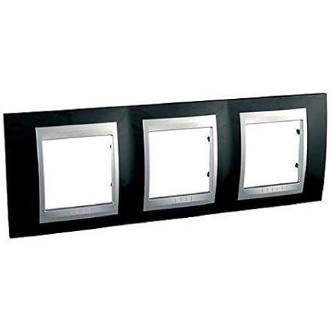 Schneider electric SC5MGU66006093F - Unicatop placa, acero inoxidable 3, hilo pintado, negro Cover