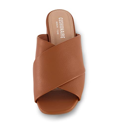 CUSHIONAIRE Garland cross band block heel sandal +Memory Foam, Wide Widths Available3