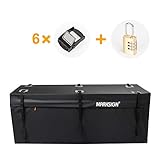 MARKSIGN 100% Waterproof Hitch Carrier Cargo Bag 58'' x 19'' x 23'' (15 Cu Ft), Waterproof Zipper and Rain Flap, 6 Lashing Straps with Cam Buckles, Zipper Lock Included