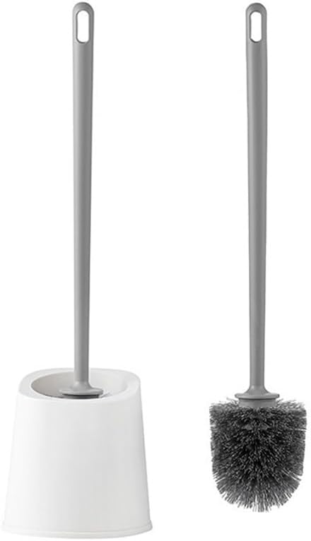 Toilet Brush Holder Toilet Brush Punch-Free Thickened Plastic Long Handle Bathroom Supplies with Base Holder Toilet Brushes(White)