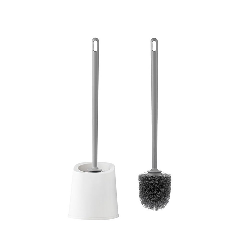 toilet brushes & holders Toilet Brush Punch-free Thickened Plastic Long Handle Bathroom Supplies with Base(Gris)