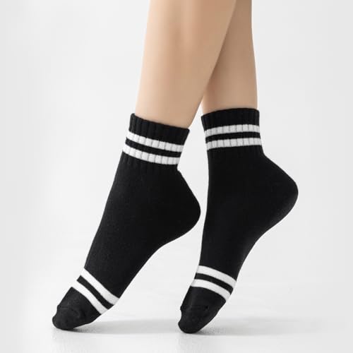 Image of Fszsaa Novelty Socks For Women - Striped Retro Mini Crew Sporty Calf Casual Cotton Ankle Socks