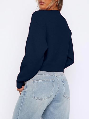 Image of Balimtoy Women's Cropped Cardigan Sweaters Long Sleeve Button Down Sweaters Knit Cardigan Cute Y2k Open Front Crop Top