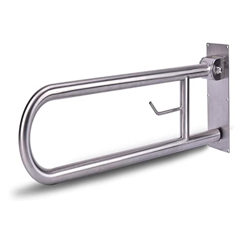 Handicap Haltegriffe Faltbare Toiletten-Haltegriff Flip Up Armschienen Unterstützung Anti-Rutsch Duschhilfe Sicherheitsstangen für ältere Menschen Schwangere Frauen Behinderte Handicap Bar Weiß Cover