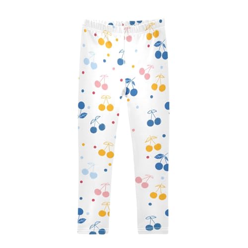 Colorful Cherry Dots Girls Leggings Soft Stretch Workout Yoga Dance Pants for Kids Casual Tights