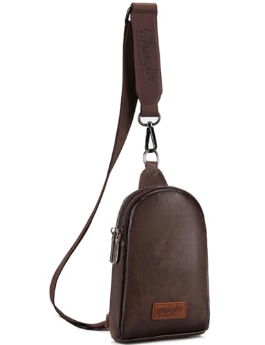 Image of Wrangler Small Sling Bag for Women, Leather Crossbody Bags Cross Body Purse Fanny Packs with Adjustable Strap for Gift