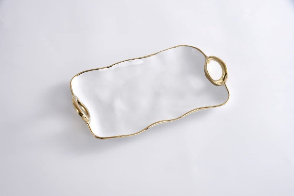 Photo 1 of Pampa Bay Golden Handles Small Platter, Porcelain, 13.5" x 7.75" x 1.75"