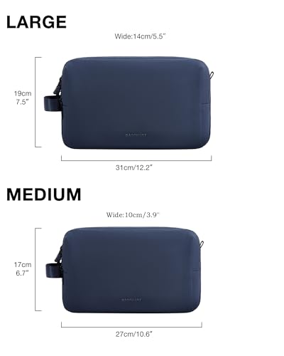Toiletry Bag for Men, BAGSMART Travel Toiletry Organizer Dopp Kit Water-resistant Shaving Bag for Toiletries Accessories, Blue