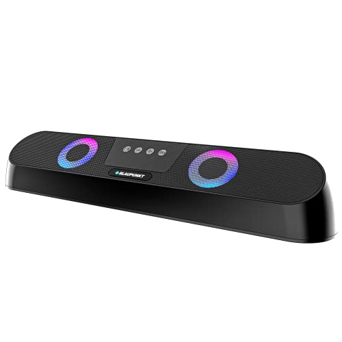 Blaupunkt Newly Launched SBA25 Gaming 25W Bluetooth Soundbar with 2000mAh Battery I Gaming RGB Lights I TurboVolt Charging I AUX, Bluetooth, USB & TWS I BT Speaker for TV, Mobile, PC, Laptops(Black)