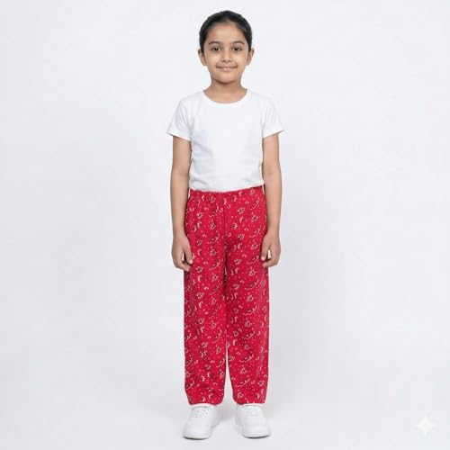 Image of IndiWeaves Regular Fit Pure Cotton Pajama Pants with All Over Print for Girls (Multicolor Designs)(Pack of 4)
