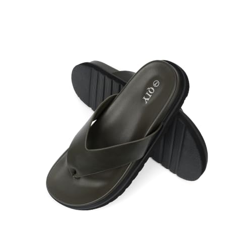 QIY Women Platform Thong Flip Flops Open Toe Slip On Sandals, Green, 11 — view 3
