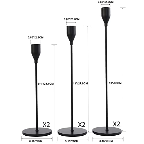 Denique Candlestick Holders 2 Sets, 6 Pcs Matte Black Taper Candle Holders, Candlestick Holders Set For Table Centerpiece Vintage Modern Candle Holders For Home Wedding Decoration #TOP1