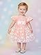 FYMNSI Baby Mädchen 1. Erster Geburtstag Outfit Blumen Druck Partykleid Hochzeit Bodykleid Prinzessin Tüll Kleid Taufkleid Strampler Bodysuit mit Stirnband Sommer Kleidung Fotoshooting Pfirsich 9-12M