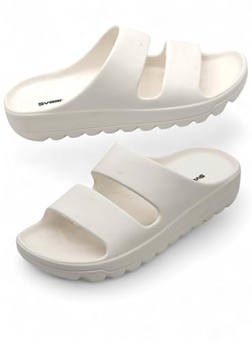Image of SVAAR Soft EVA Double Strap Slippers for Men | Stylish Anti-Skid Slides with Arch Support & Bouncy Sole | Lightweight Indoor Outdoor Comfort