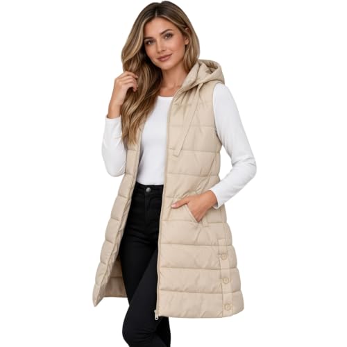 Womens Long Puffer Vest Lightweight Plus Size Quilted Jackets with Hood - image 1