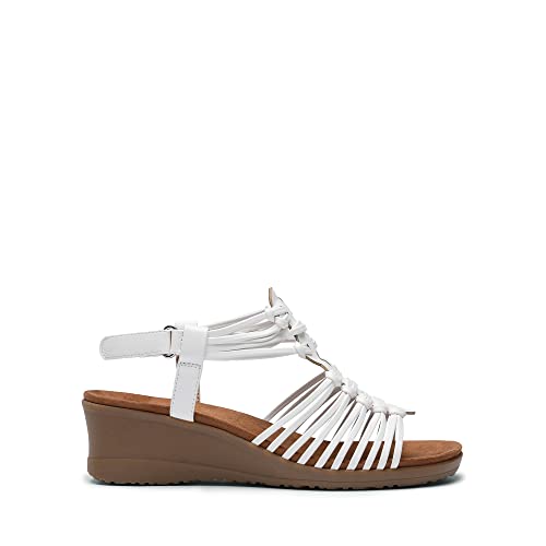 Image of DREAM PAIRS Women's Comfortable Strappy Low Heel Open Toe Slip-On Wedge Sandals Arch Support for Summer Dressy Shoes