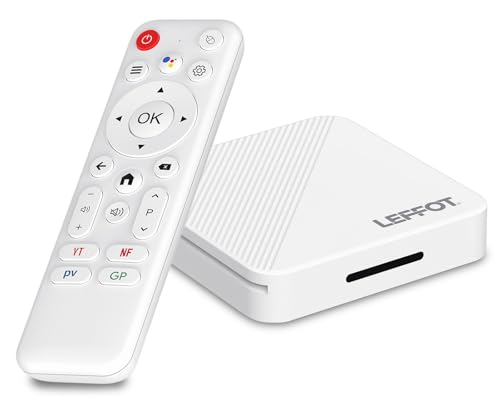 LEFFOT Android 14.0 TV Box 2025, 2GB RAM + 16GB ROM, 4K Ultra HD TVbox Android TV para TV Streaming, IP-TV Box con Control de Voz, 2.4G y 5G WiFi 6 BT 5.4 USB 3.0, HDR10, RK3518 Quad-Core A53