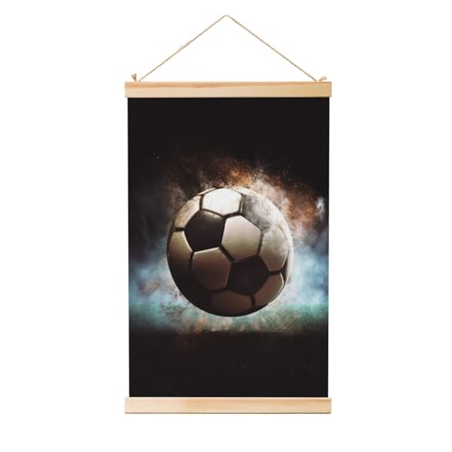 Peinture murale football sur toile avec cadre en bois 91x61 cm