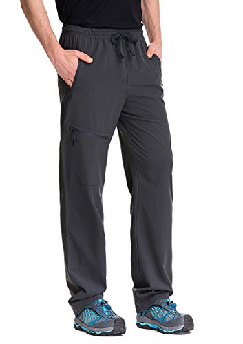 TRAILSIDE SUPPLY CO. Mens Workout Athletic Pants for Sports Gym Travel - Stretchy,Breathable, Charcoal, L