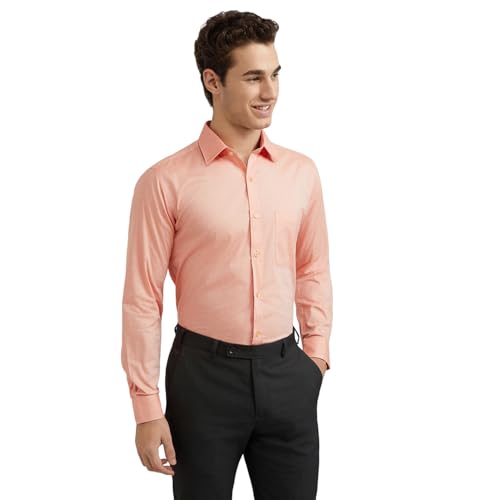 Image of Raymond Men's Slim Fit Solid Pattern Pure Cotton Semi Cut Away Collar Full Sleeve Formal Shirt