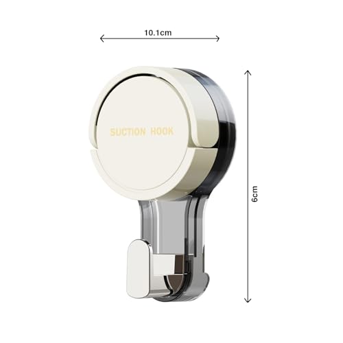 Image of House of Quirk Vacuum Suction Cup Hook | Strong Traceless Punch-Free Wall Hook for Bathroom, Kitchen & Door | Removable Reusable Heavy-Duty Sticky Hook (Cream)
