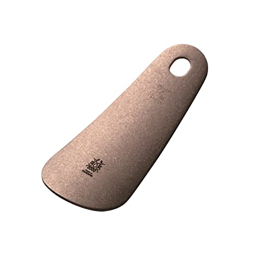 田辺金具 nei 靴ベラ 純銅 ダメージ仕様 携帯 革製ケース おしゃれ 金属 国産 燕三条製 高級 贈答 キーホルダー プレゼント ビジネス (約)幅9.8×奥行3.8×高さ0.2cm