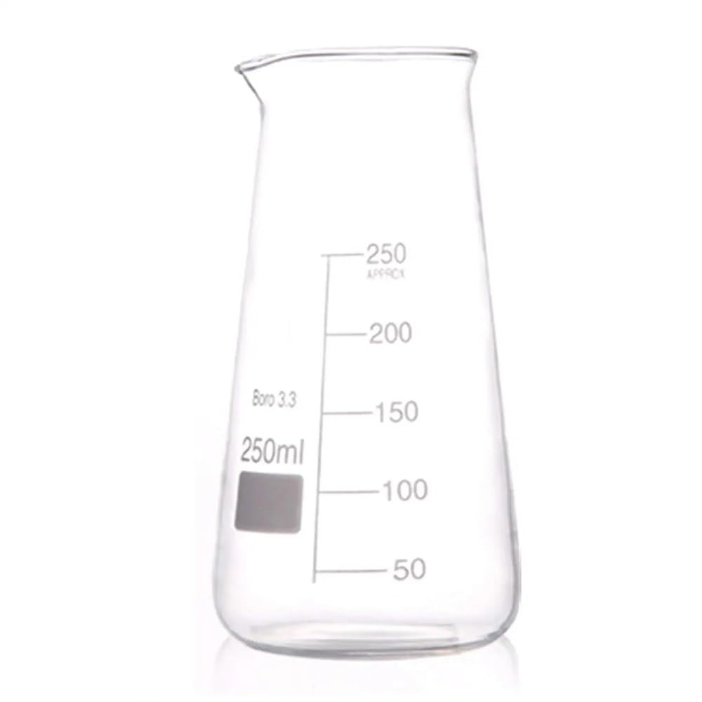 Vaso cónico de vidrio for laboratorio, cristalería química de tres esquinas.(250ml 2Pcs)